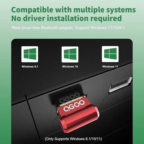 USB Bluetooth Adapter for PC - QGOO Bluetooth Dongle 5.3 EDR, Wireless Bluetooth Receiver for Desktop Computer Laptop Bluetooth Windows 8.1/10/11（red-013） in Saudi Arabia