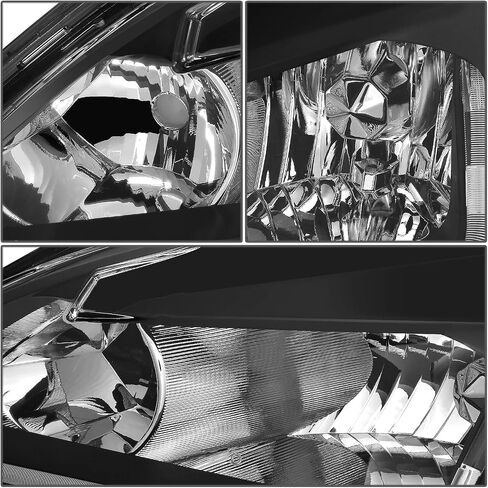 Auto Dynasty, Halogen Model, Factory Style L-Styling LED DRL Headlights Assembly Compatible With Honda Accord 7th Gen UC1 03-07, Driver and Passenger Side, Black Housing Clear Corner in Saudi Arabia