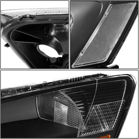 Auto Dynasty, Halogen Model, Factory Style L-Styling LED DRL Headlights Assembly Compatible With Honda Accord 7th Gen UC1 03-07, Driver and Passenger Side, Black Housing Clear Corner in Saudi Arabia