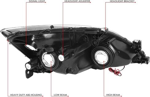 Auto Dynasty, Halogen Model, Factory Style L-Styling LED DRL Headlights Assembly Compatible With Honda Accord 7th Gen UC1 03-07, Driver and Passenger Side, Black Housing Clear Corner in Saudi Arabia