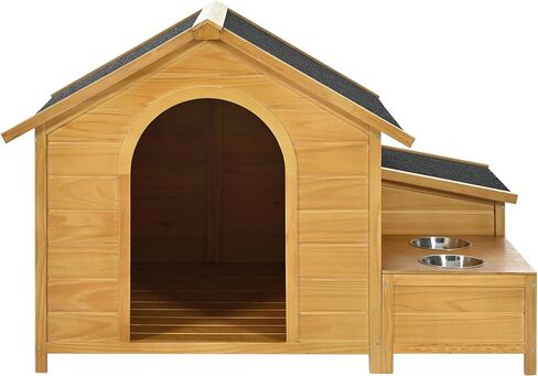Dog House Outdoor Wooden Dog House Large Size, Dog Crate for Large Dog Breeds Cabin Style Raised Dog Shelter Houses with Asphalt Roof Solid Wood Weatherproof (51.18" L x 43.7" W x 37" H) in Saudi Arabia