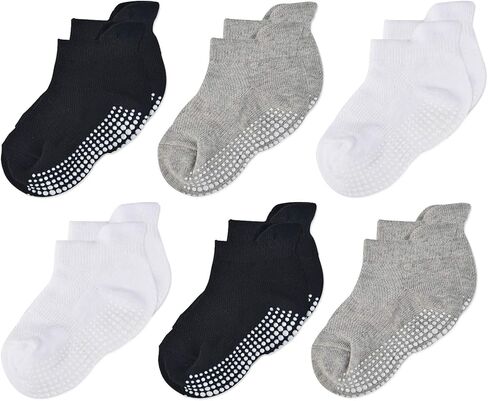 جوارب EPEIUS Grip للكاحل قطنية قابلة للتنفس شبكية غير قابلة للانزلاق/الانزلاقية لحديثي الولادة والرضع والأطفال الصغار 6/12 حزمة in Kuwait