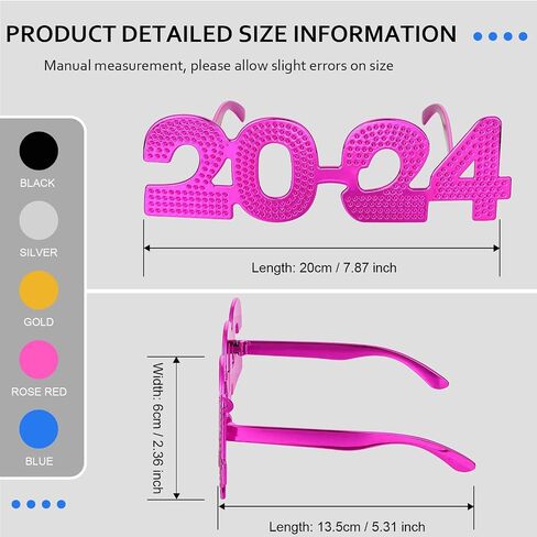 5 Pcs 2024 Graduation Glasses 2024 Plastic Eyeglasses Glitter Frames Glasses Class of 2024 Party Eyewear Decorations for Graduation Party Favor Photo Props, 5 Colors in Saudi Arabia