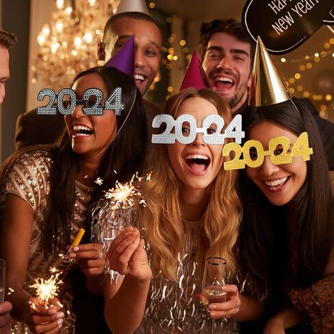 5 Pcs 2024 Graduation Glasses 2024 Plastic Eyeglasses Glitter Frames Glasses Class of 2024 Party Eyewear Decorations for Graduation Party Favor Photo Props, 5 Colors in Saudi Arabia