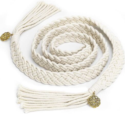 Wedding Lasso Rope, Handfasting Cord with Pendants Lazos para Boda Wedding Cord Traditional Celtic Pattern Rustic Wedding Lasso for Ceremony Bridal Wedding Gift (White Lvory) in Saudi Arabia