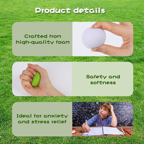 24 قطعة من كرات الجولف الإسفنجية من POPLAY، كرات جولف مضغوطة مقاس 1.6 بوصة، كرات إسفنجية جولف ملونة للاستخدام الداخلي والخارجي in Kuwait