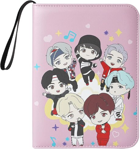 Kpop Photocard Binder Holder Sleeves K-pop Photo Card Album Book for BTS Photocard Binder 400 Cards 4-Pocket Leatherette Toploading Zip Binder in Kuwait