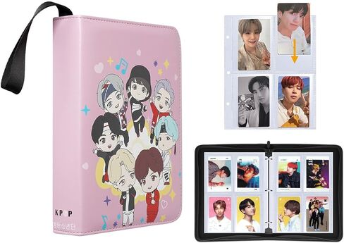 Kpop Photocard Binder Holder Sleeves K-pop Photo Card Album Book for BTS Photocard Binder 400 Cards 4-Pocket Leatherette Toploading Zip Binder in Kuwait