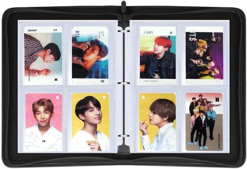 Kpop Photocard Binder Holder Sleeves K-pop Photo Card Album Book for BTS Photocard Binder 400 Cards 4-Pocket Leatherette Toploading Zip Binder in Kuwait