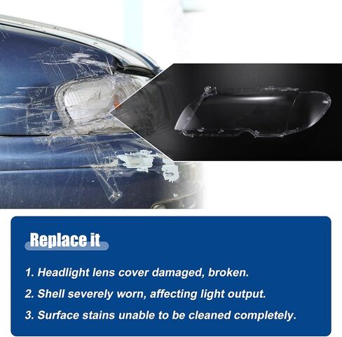 ACROPIX غطاء المصباح الأمامي الأيسر الأيمن للمصابيح الأمامية غطاء عدسة شفاف مناسب لسيارة BMW E46 2003-2006 2-Door Coupe No.63127165908 - حزمة من 2 in Saudi Arabia