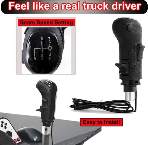 مقبض ناقل الحركة USB من Obokidly يدعم G29 G920 G27 لألعاب Simracing Sim Rig ETS2&ATS Games Euro Truck Simulator Shifter (مقبض ناقل الحركة الأسود) in Kuwait