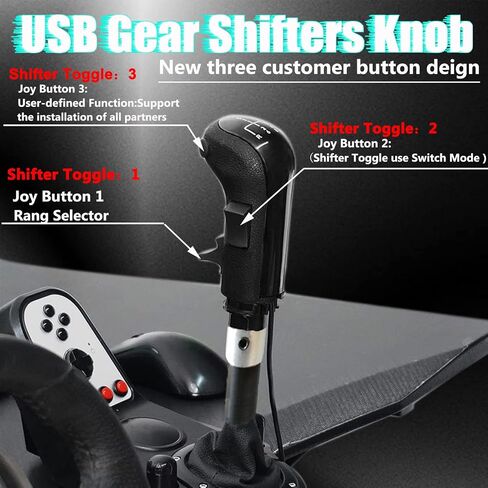 مقبض ناقل الحركة USB من Obokidly يدعم G29 G920 G27 لألعاب Simracing Sim Rig ETS2&ATS Games Euro Truck Simulator Shifter (مقبض ناقل الحركة الأسود) in Kuwait