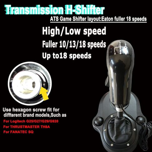 مقبض ناقل الحركة USB من Obokidly يدعم G29 G920 G27 لألعاب Simracing Sim Rig ETS2&ATS Games Euro Truck Simulator Shifter (مقبض ناقل الحركة الأسود) in Kuwait