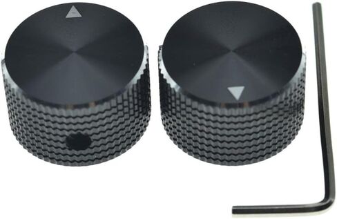 KAISH 2-Pack 63/64 "(25mm) Diam. مقابض قياس الجهد الألومنيوم الأسود 1/4" مقابض وعاء معدنية عالمية مع مؤشر وحافة مصقولة للجيتار/الجهير/مضخم أمبير/مضخم الطاقة/مكبرات الصوت/معدات الصوت in Saudi Arabia