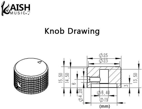 KAISH 2-Pack 63/64 "(25mm) Diam. مقابض قياس الجهد الألومنيوم الأسود 1/4" مقابض وعاء معدنية عالمية مع مؤشر وحافة مصقولة للجيتار/الجهير/مضخم أمبير/مضخم الطاقة/مكبرات الصوت/معدات الصوت in Saudi Arabia