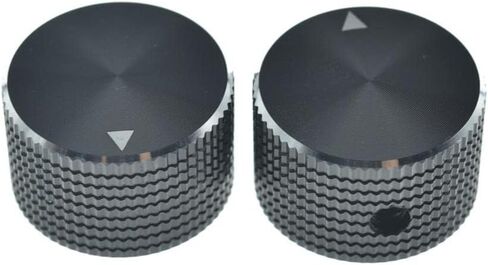 KAISH 2-Pack 63/64 "(25mm) Diam. مقابض قياس الجهد الألومنيوم الأسود 1/4" مقابض وعاء معدنية عالمية مع مؤشر وحافة مصقولة للجيتار/الجهير/مضخم أمبير/مضخم الطاقة/مكبرات الصوت/معدات الصوت in Saudi Arabia