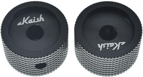 KAISH 2-Pack 63/64 "(25mm) Diam. مقابض قياس الجهد الألومنيوم الأسود 1/4" مقابض وعاء معدنية عالمية مع مؤشر وحافة مصقولة للجيتار/الجهير/مضخم أمبير/مضخم الطاقة/مكبرات الصوت/معدات الصوت in Saudi Arabia