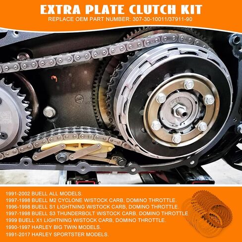 Extra Clutch Friction Plate Steel Disc Kit Fits for 1999-2017 Harley Touring Softail Dyna Twin Cam Models 1998-1999 Evolution™ 1340 P/N 307-30-10013/37980-10 in Kuwait