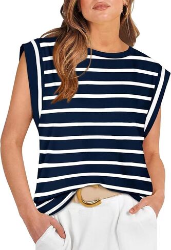 Womens Tops Casual Summer Tank Cap Sleeve Basic Tee Shirts Loose Fit Fashion Blouses in Saudi Arabia