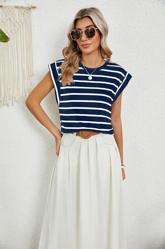 Womens Tops Casual Summer Tank Cap Sleeve Basic Tee Shirts Loose Fit Fashion Blouses in Saudi Arabia