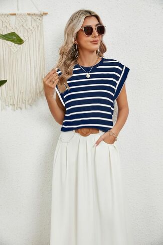 Womens Tops Casual Summer Tank Cap Sleeve Basic Tee Shirts Loose Fit Fashion Blouses in Saudi Arabia