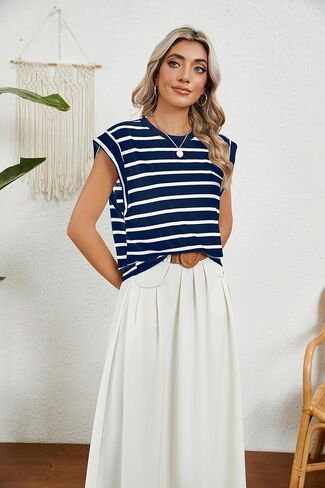 Womens Tops Casual Summer Tank Cap Sleeve Basic Tee Shirts Loose Fit Fashion Blouses in Saudi Arabia