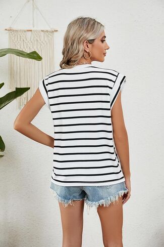 Womens Tops Casual Summer Tank Cap Sleeve Basic Tee Shirts Loose Fit Fashion Blouses in Saudi Arabia