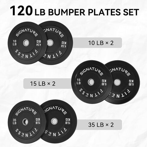 Signature Fitness 2" Olympic Bumper Plate Weight Plates with Steel Hub, 120-Pound Set, 2x 10LB, 2x 15LB, 2x 35LB in Saudi Arabia