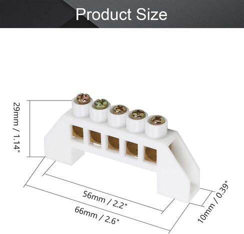 Fielect 7Pcs Terminal Bus Bar 5 Positions Terminal Block Connector Bar 6.07mm Wire Dia Screw Terminal Grounding Strip Bus Bar Single Row High Bridge Design Electric Barrier Bus Bars in Saudi Arabia
