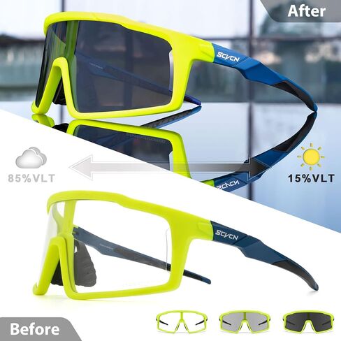 Photochromic Cycling Glasses Sports Sunglasses Men Women for Bicycle MTB Mountain Bike with HD High Contrast Lenses in Saudi Arabia