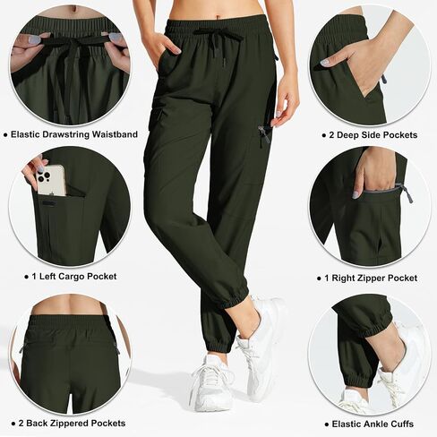 MOCOLY Hiking Cargo Joggers Pants Women Lightweight Quick Dry Joggers Water Resistant Golf Athletic Casual Pants in Saudi Arabia