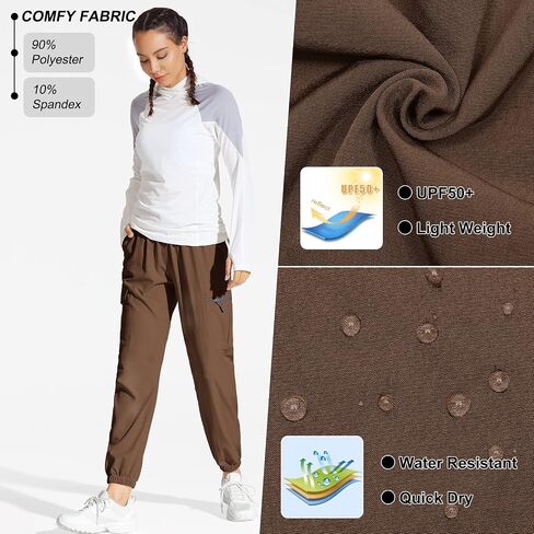 MOCOLY Hiking Cargo Joggers Pants Women Lightweight Quick Dry Joggers Water Resistant Golf Athletic Casual Pants in Saudi Arabia