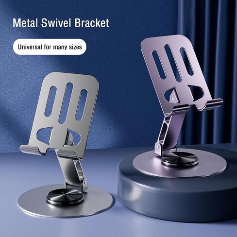 Upgraded-2nd Generation 360° Rotating Dual Folding All-Metal Cell Phone Holder for Desk, Compatible Will Phone 15 14 13 12 11 Pro Xs Xs Max Xr X 8, All Cell Phones, Purple in Saudi Arabia
