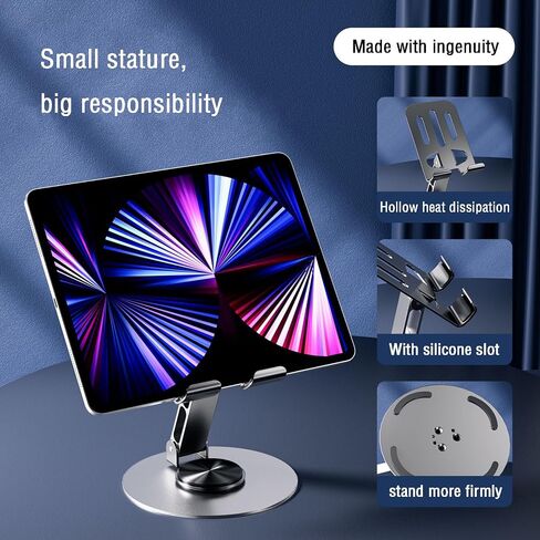 Upgraded-2nd Generation 360° Rotating Dual Folding All-Metal Cell Phone Holder for Desk, Compatible Will Phone 15 14 13 12 11 Pro Xs Xs Max Xr X 8, All Cell Phones, Purple in Saudi Arabia