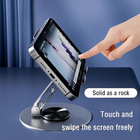 Upgraded-2nd Generation 360° Rotating Dual Folding All-Metal Cell Phone Holder for Desk, Compatible Will Phone 15 14 13 12 11 Pro Xs Xs Max Xr X 8, All Cell Phones, Purple in Saudi Arabia