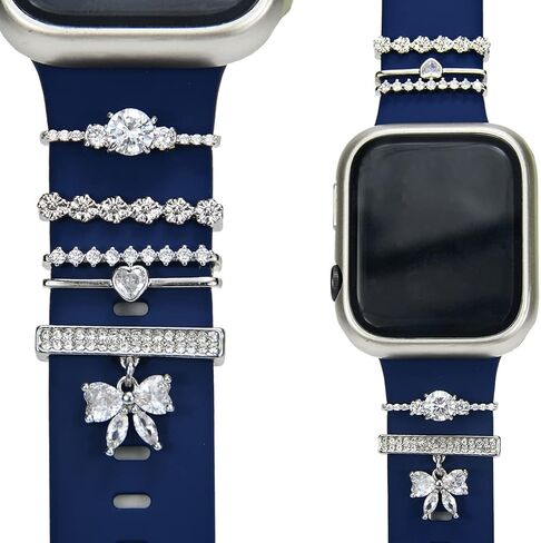 Watch Band Charms, Decorative Rings Loops Charms Compatible with Apple Silicone Watch Bands for Women 49mm 45mm 44mm 42mm 41mm 40mm 38mm , Metal Jewelry Watch Band Accessories Charms for iwatch band Series se 9 8 7 6 5 4 3 2 1 Samsung Galaxy watch 5/Pro/4 in Saudi Arabia