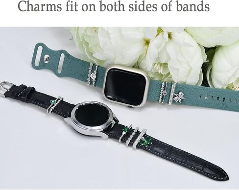 Watch Band Charms, Decorative Rings Loops Charms Compatible with Apple Silicone Watch Bands for Women 49mm 45mm 44mm 42mm 41mm 40mm 38mm , Metal Jewelry Watch Band Accessories Charms for iwatch band Series se 9 8 7 6 5 4 3 2 1 Samsung Galaxy watch 5/Pro/4 in Saudi Arabia
