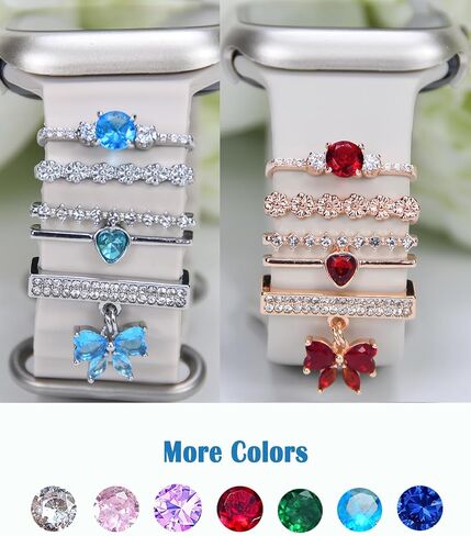 Watch Band Charms, Decorative Rings Loops Charms Compatible with Apple Silicone Watch Bands for Women 49mm 45mm 44mm 42mm 41mm 40mm 38mm , Metal Jewelry Watch Band Accessories Charms for iwatch band Series se 9 8 7 6 5 4 3 2 1 Samsung Galaxy watch 5/Pro/4 in Saudi Arabia
