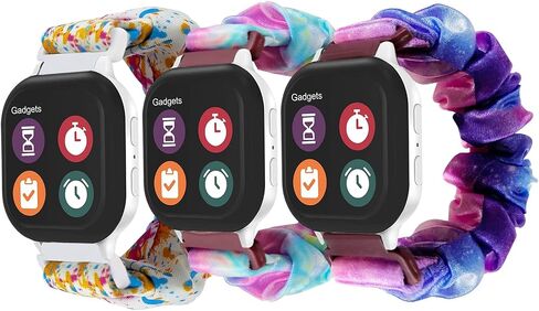 NewJourney 3 قطع من سوار Scrunchie متوافق مع ساعة Gizmo 3/2/1 وساعة Gabb 3/2/1 وساعة SyncUP للأطفال، سوار معصم من القماش المرن الناعم للفتيات in Kuwait
