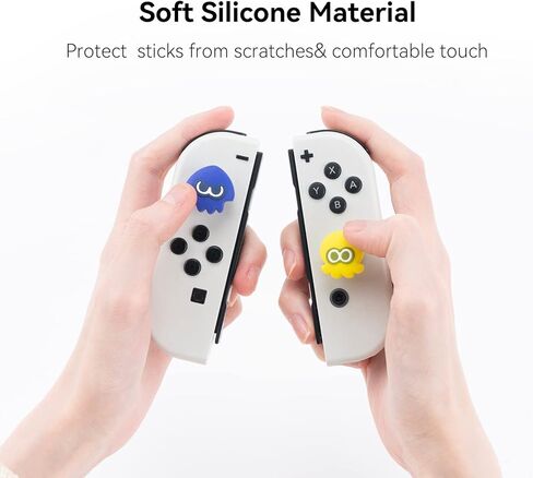 Yocore Splatoon3 Switch أغطية قبضة الإبهام، مقابض إبهام سيليكون ناعمة، أغطية عصا تحكم تناظرية من السيليكون الناعم، أغطية عصا للتبديل/OLED/Switch Lite، 4 قطع in Kuwait