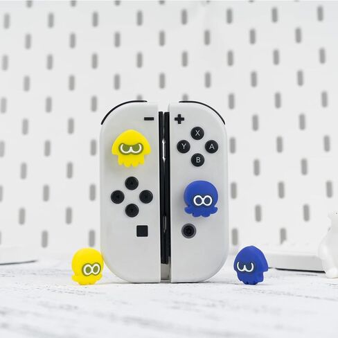 Yocore Splatoon3 Switch أغطية قبضة الإبهام، مقابض إبهام سيليكون ناعمة، أغطية عصا تحكم تناظرية من السيليكون الناعم، أغطية عصا للتبديل/OLED/Switch Lite، 4 قطع in Kuwait