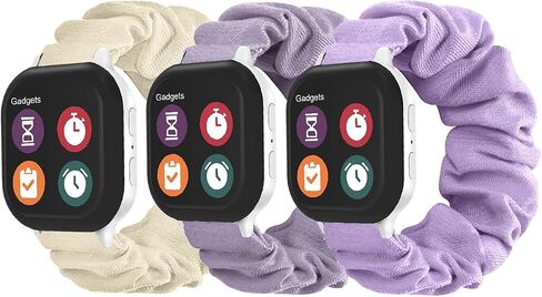 NewJourney 3 قطع من سوار Scrunchie متوافق مع ساعة Gizmo 3/2/1 وساعة Gabb 3/2/1 وساعة SyncUP للأطفال، سوار معصم من القماش المرن الناعم للفتيات in Kuwait
