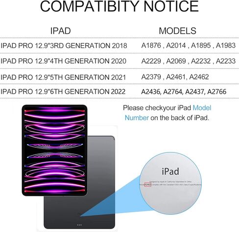 حافظة لوحة مفاتيح KVAGO لجهاز Air 13 بوصة (M2 2024، متوافقة مع iPad Pro 12.9 (الجيل الثالث والرابع والخامس والسادس) - إضاءة خلفية بـ 7 ألوان، لوحة تتبع مدمجة، لاسلكية قابلة للفصل - أسود مع حامل قلم رصاص in Kuwait