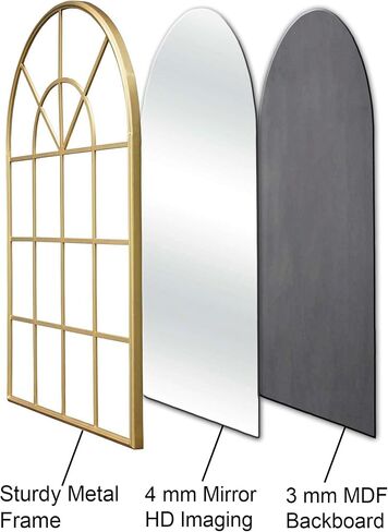 Arched Wall Mirror, 28" x 41.5" Mirror Wall Decor, Metal Framed Window Decorative Farmhouse Mirror for Living Room Bedroom Bathroom Entryway in Saudi Arabia