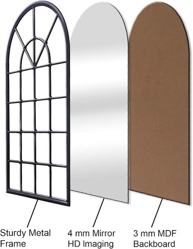Arched Wall Mirror, 28" x 41.5" Mirror Wall Decor, Metal Framed Window Decorative Farmhouse Mirror for Living Room Bedroom Bathroom Entryway in Saudi Arabia