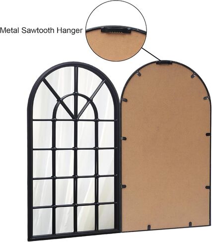 Arched Wall Mirror, 28" x 41.5" Mirror Wall Decor, Metal Framed Window Decorative Farmhouse Mirror for Living Room Bedroom Bathroom Entryway in Saudi Arabia