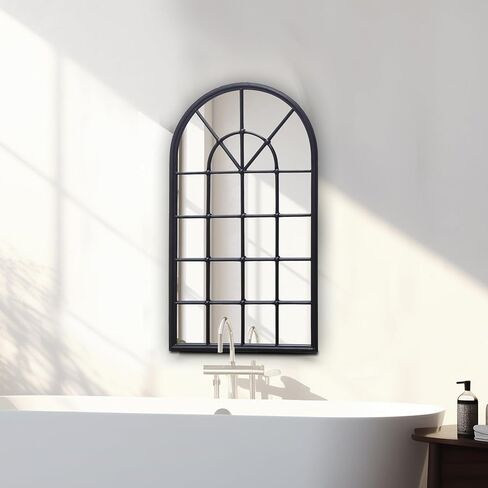 Arched Wall Mirror, 28" x 41.5" Mirror Wall Decor, Metal Framed Window Decorative Farmhouse Mirror for Living Room Bedroom Bathroom Entryway in Saudi Arabia