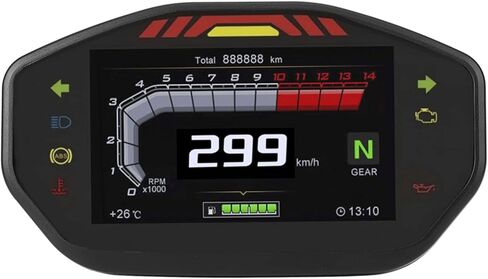 عداد سرعة الدراجة النارية، أداة عرض TFT LCD عالمية للدراجات النارية، عداد السرعة، عداد المسافات، عداد سرعة الدوران مناسب لدراجة نارية 2/4 أسطوانة in Kuwait