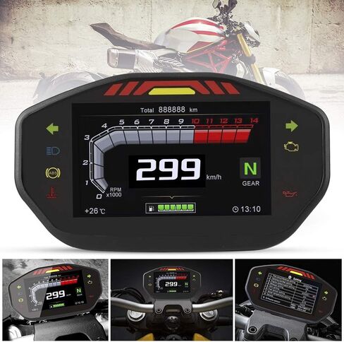 عداد سرعة الدراجة النارية، أداة عرض TFT LCD عالمية للدراجات النارية، عداد السرعة، عداد المسافات، عداد سرعة الدوران مناسب لدراجة نارية 2/4 أسطوانة in Kuwait