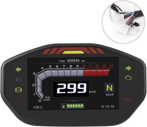 عداد سرعة الدراجة النارية، أداة عرض TFT LCD عالمية للدراجات النارية، عداد السرعة، عداد المسافات، عداد سرعة الدوران مناسب لدراجة نارية 2/4 أسطوانة in Kuwait